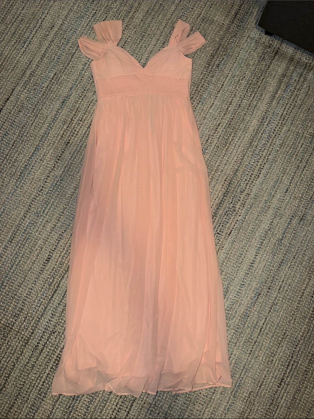 Soieblu Blush Pink Chiffon Maxi Dress with Bow Straps